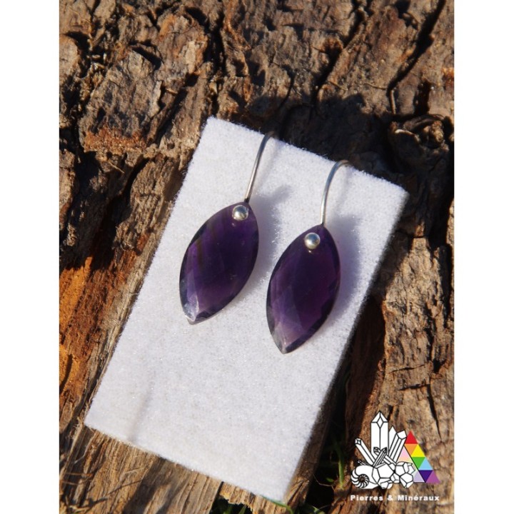 boucles d'oreilles - Améthyste - Argent 925 - Facettées