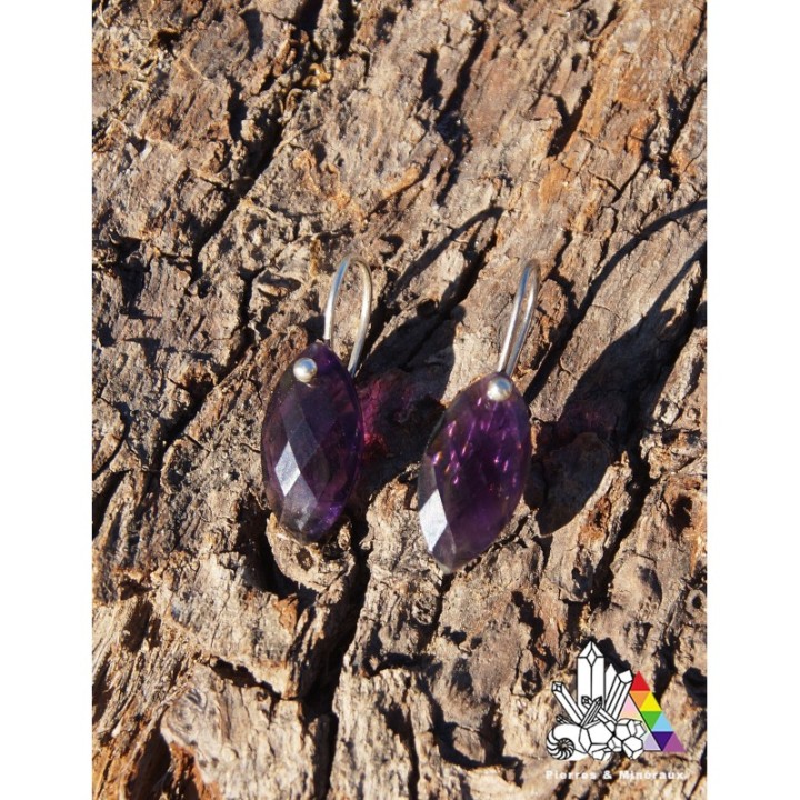 boucles d'oreilles - Améthyste - Argent 925 - Facettées