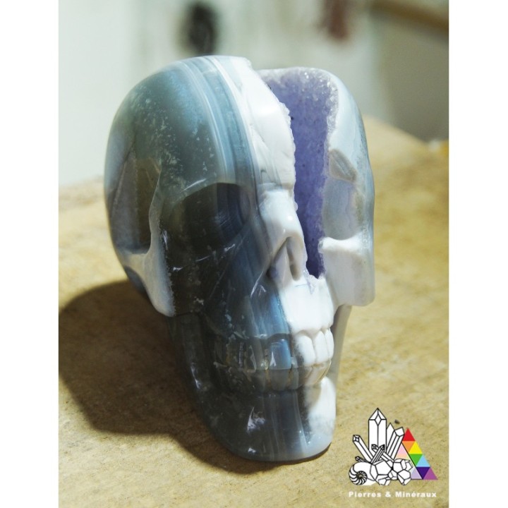 Magnifique Crâne taillé en pierre naturelle - Agate - Vertus des pierres