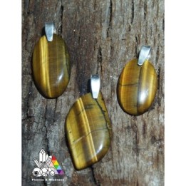 Pendentif en Œil de Tigre - Beau Veinage - Bélière en Argent - Vertus des Pierres