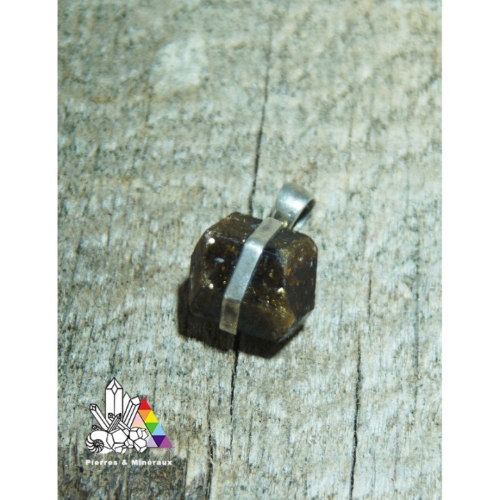 Magnifique Tourmaline Dravite Brute - Serti en Argent 925 - Pendentif - Vertus des Pierres