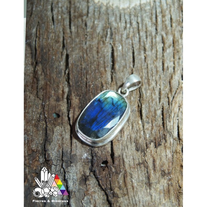 Pendentif en Labradorite - argent 925 - Reflet bleu intense - Vertus des pierres