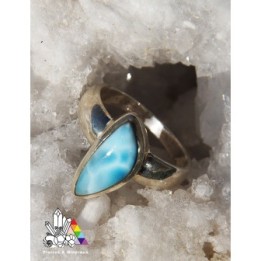 Magnifique bague Larimar serti par de l'argent - Vertus des Pierres - Pierres & Minéraux