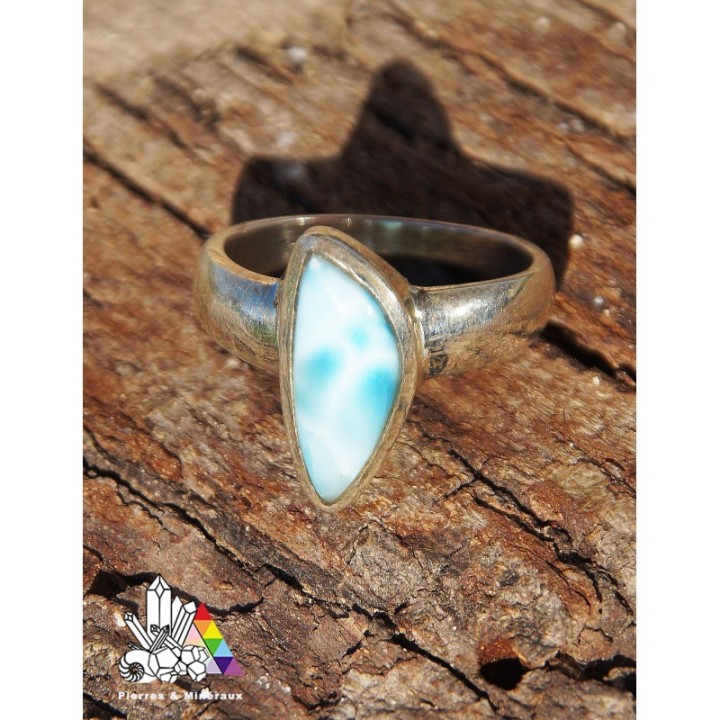 Magnifique bague Larimar serti par de l'argent - Vertus des Pierres - Pierres & Minéraux