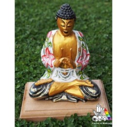 Magnifique Statue de Bouddha - en bois - Vertus des pierres- Pierres et Minéraux