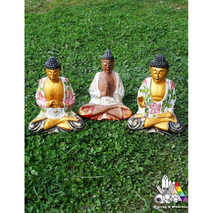 Magnifique Statue de Bouddha - en bois - Vertus des pierres- Pierres et Minéraux