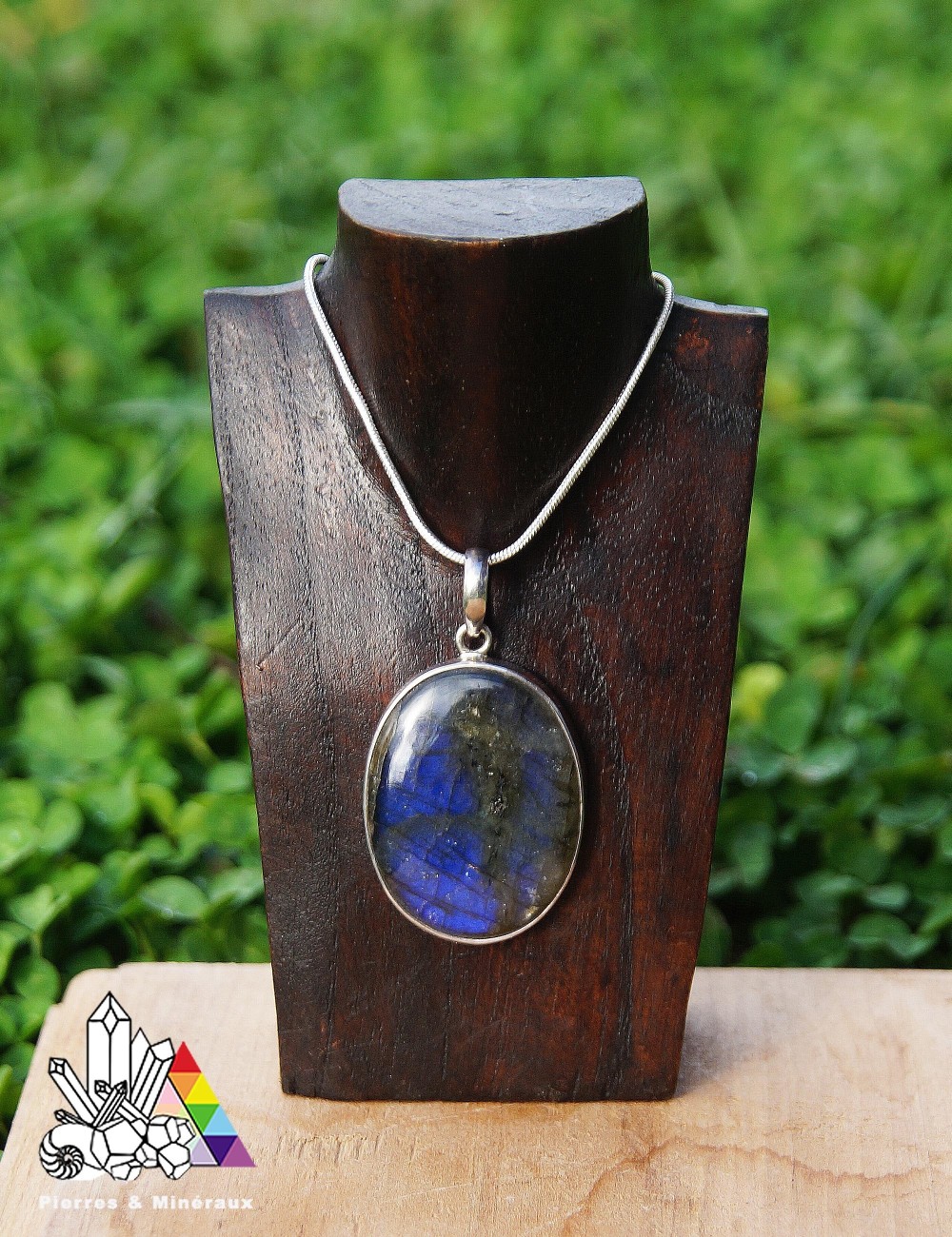 Pendentif en Labradorite - reflets bleus