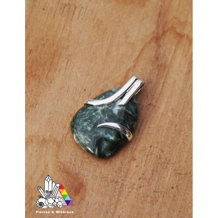 Pendentif en Séraphinite - Sertie d'argent 925 - Vertus des Pierres - Pierres et Minéraux