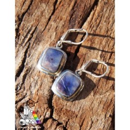 Boucles d'oreilles carré en Sugilite poli - Argent 925 - Lithothérapie - idée cadeau