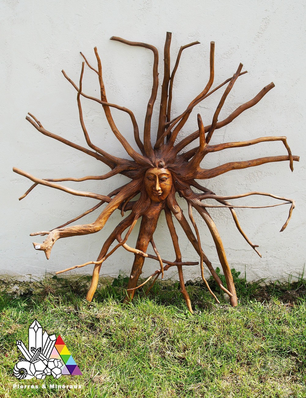Magnifique Soleil en Bois ( Teck)  - Visage