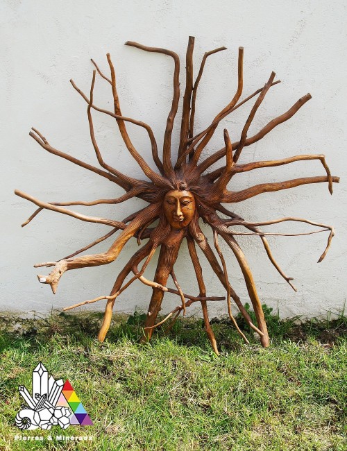 Magnifique Soleil en Bois ( Teck)  - Visage