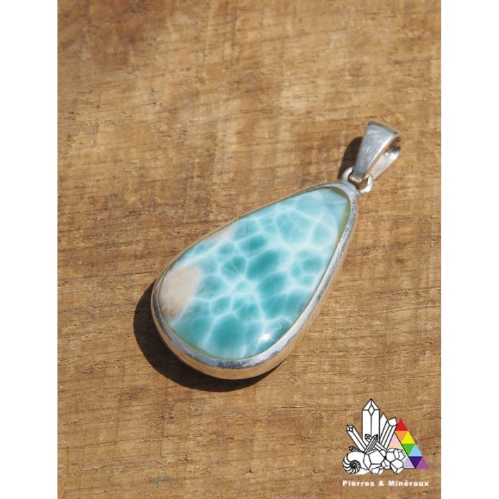 Magnifique Pendentif de Larimar - Argent 925 - Vertus du Larimar - Pierres et Minéraux