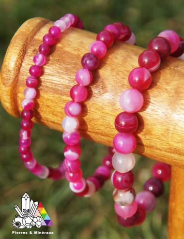 Bracelet en Agate Rose - Sur Mesure - Pierres et Minéraux - France