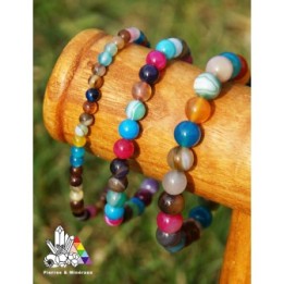 Bracelet en Agate Multicolore- Pierres Naturelles - Lithothérapie - Pierres et minéraux - France