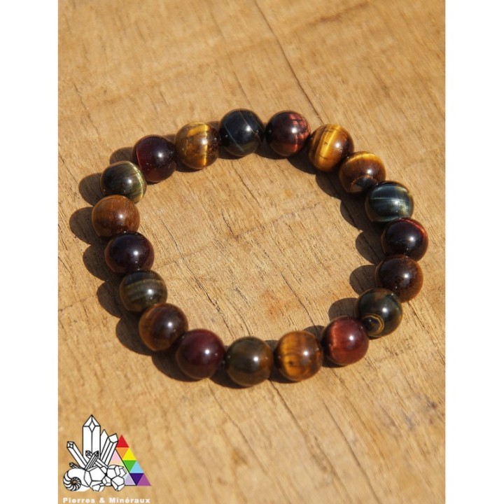 Bracelet des 3 Oeils- Tigre - Taureau - Faucon - Pierre 10mm - Vertus des Pierres - Pierres et Minéraux - France