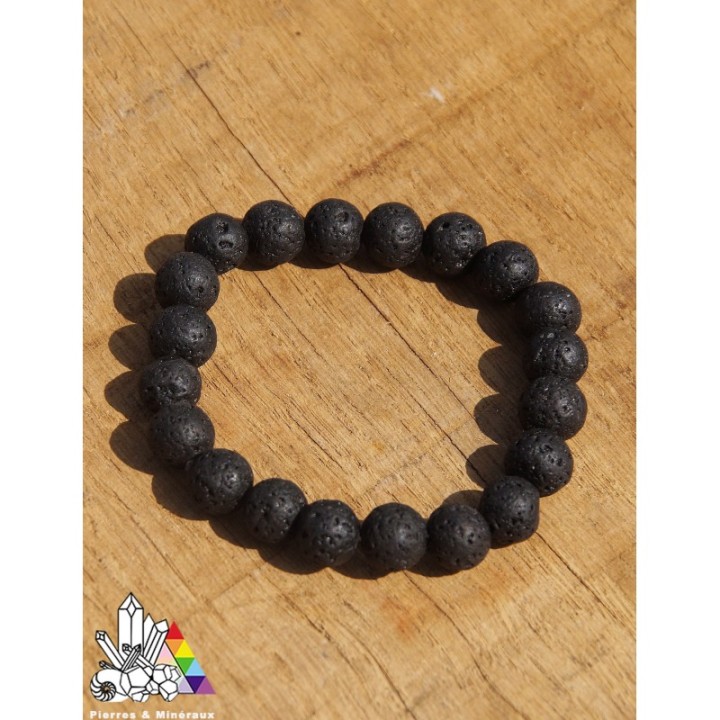 Bracelet Lave  - Pierres 10mm - Vertus de la pierre de Lave - Pierres et Minéraux - France
