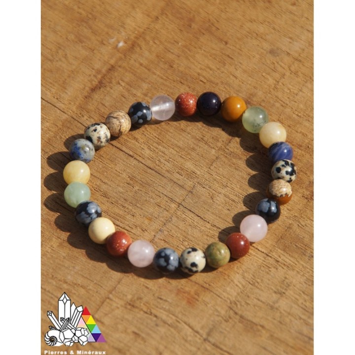 Bracelet - Mélange de Plusieurs Pierres - Obsidienne Jaspe Agate Quartz - Pierres et Minéraux - Vente en Ligne