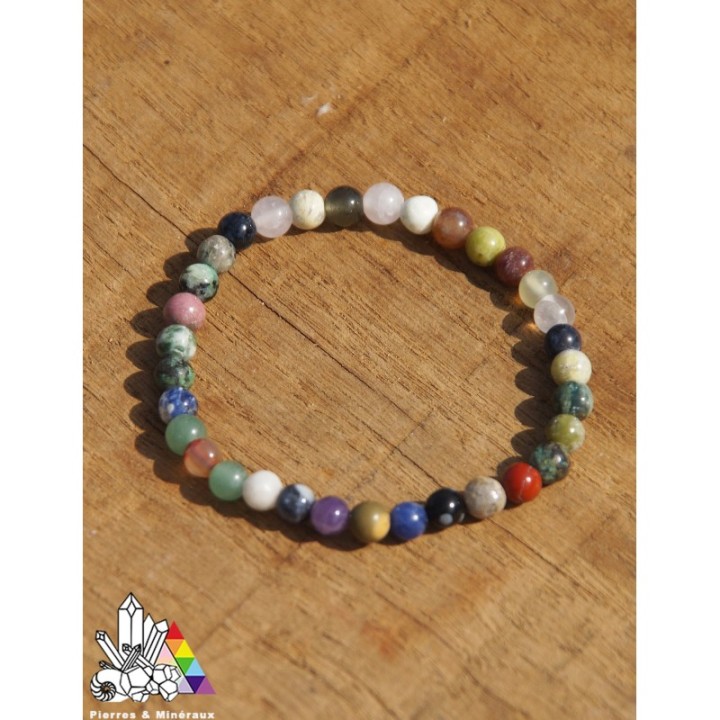 Bracelet - Mélange de Plusieurs Pierres - Obsidienne Jaspe Agate Quartz - Pierres et Minéraux - Vente en Ligne