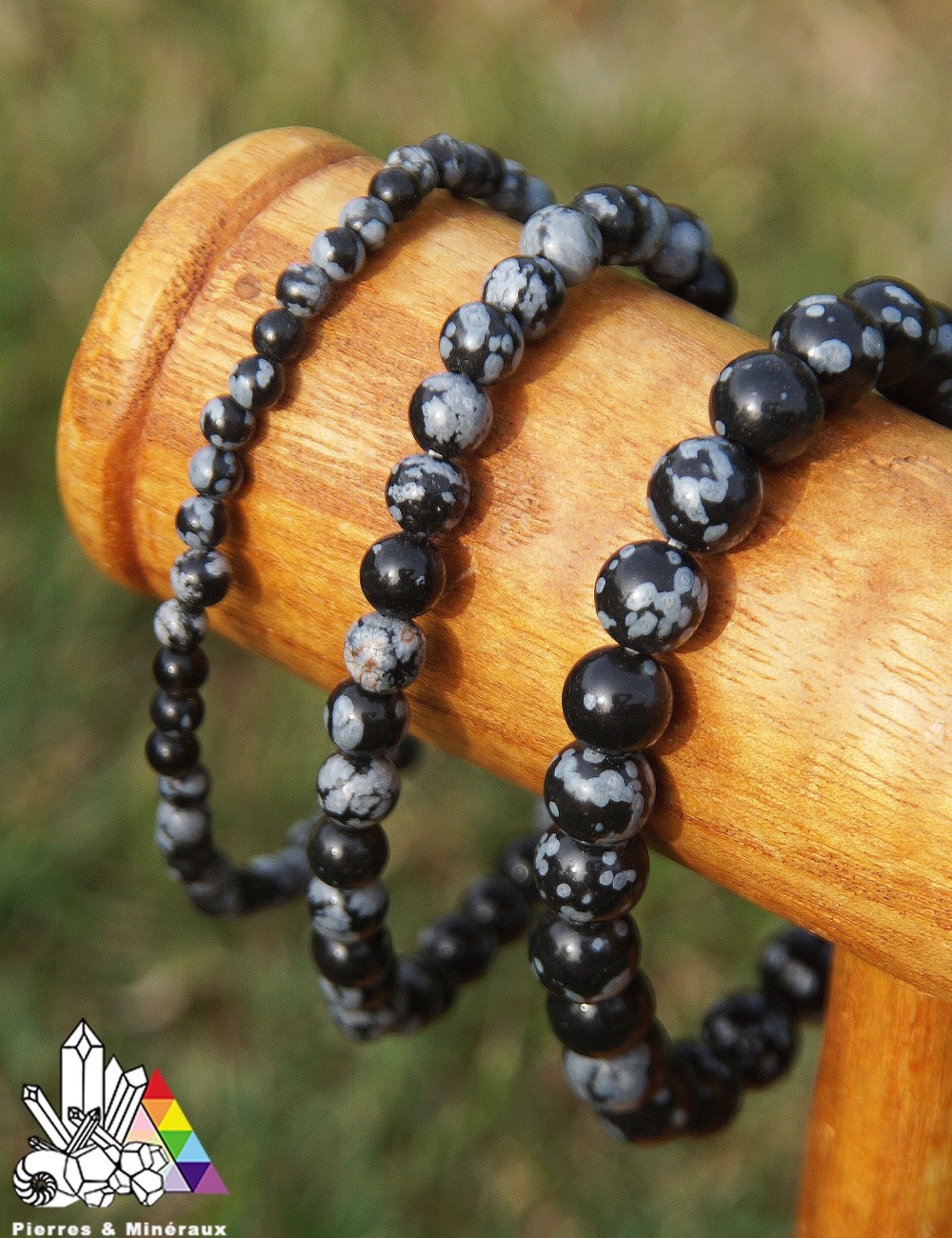 Bracelet Obsidienne Neige - Flocon sur mesure