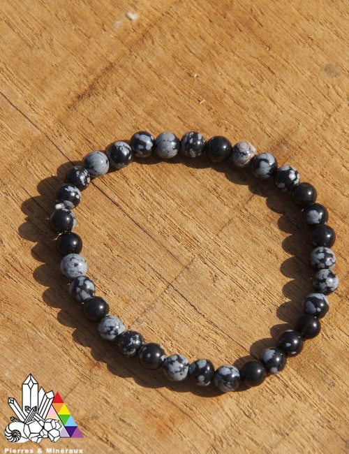 Bracelet Obsidienne Neige - Flocon sur mesure