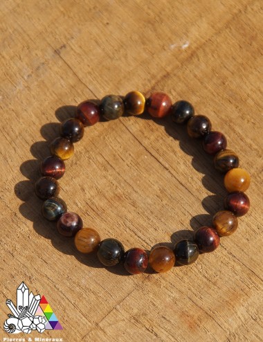 Bracelet 3 Œil de Tigre Faucon et Taureau sur mesure