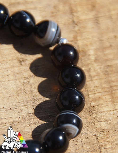 Bracelet Création - Agate Noire Naturelle