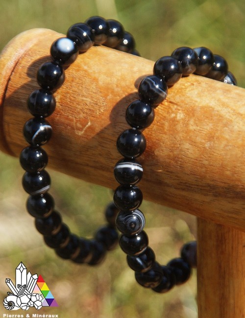 Bracelet Création - Agate Noire Naturelle