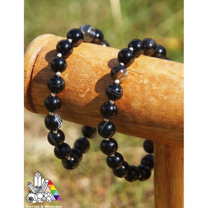 Bracelet en Agate Noire - Pierre Naturelles - Vertus des Pierres - Pierres et Minéraux - France