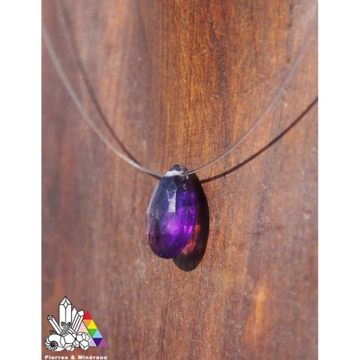 Collier Améthyste- Goutte Facettée - Lithothérapie - Pierres et Minéraux - Vente en Ligne