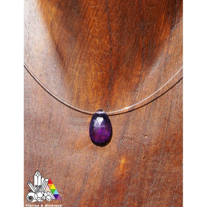 Collier Améthyste- Goutte Facettée - Lithothérapie - Pierres et Minéraux - Vente en Ligne