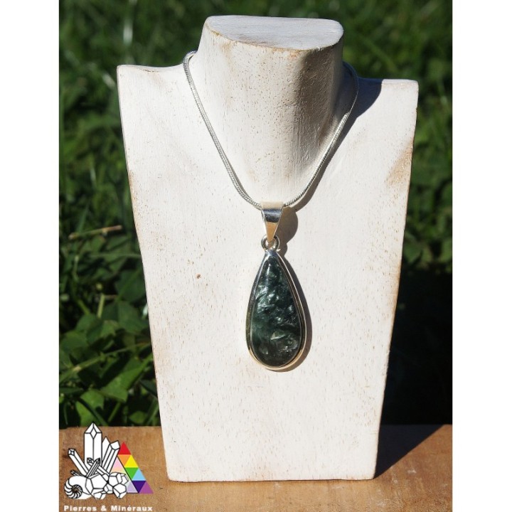 Pendentif en Séraphinite - Sertie d'argent 925 - Vertus des Pierres - Pierres et Minéraux - France