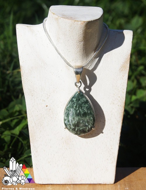 Pendentif Séraphinite en Forme de Goutte