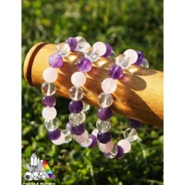 Bracelet Triangle d'Or- Quartz Rose Améthyste et Cristal -Vertus des Pierres - Pierres et Minéraux